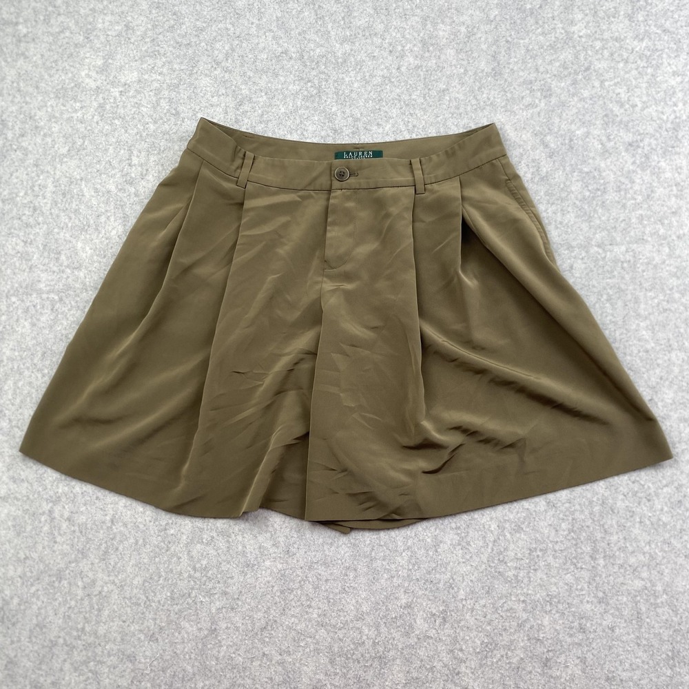 Lauren Ralph Lauren Bermuda Shorts Womens 4P (28x6) Green Pleated Twill Dressy